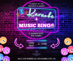 Music bingo and karaoke flyer